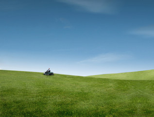 mowing the lawn...