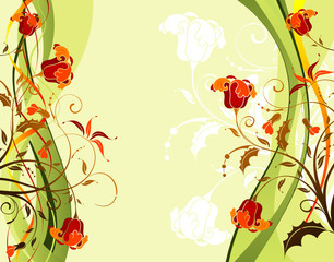 Flower background with waves pattern, design, vector