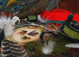 fly-fishing &; tying fly in Wooden