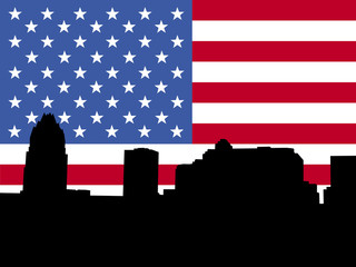 Obraz na płótnie Canvas Austin Skyline with flag