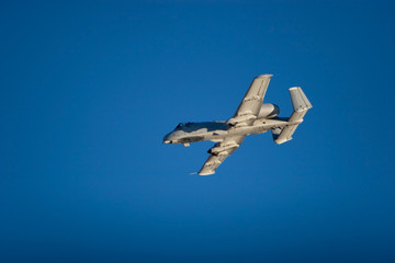 A-10 combat jet flying during airshow