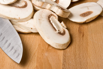 fresh mushrooms on a cutting board healthy