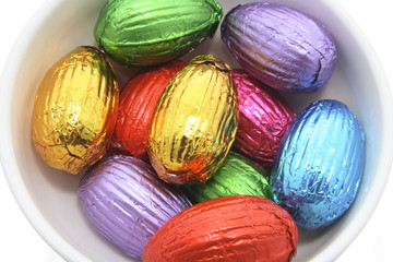 Close Up of Easter Eggs in Bowl