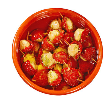 Spanish tapas of goat's cheese and peppadew paprika