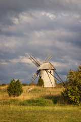 Fototapeta na wymiar windmill in stormy weather
