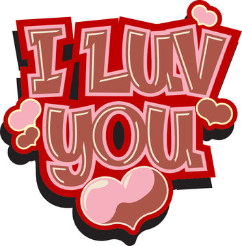 Vector Valentine sketch - I LUV YOU