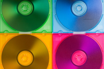 color cd boxes with discs