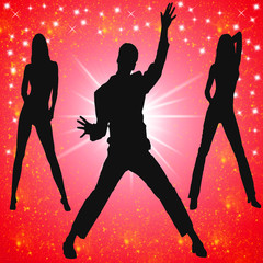 Disco people against red