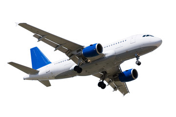 Fototapeta na wymiar Pasażer samolotu samodzielnie na białym tle