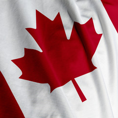 Close up of the Canadian flag, square image