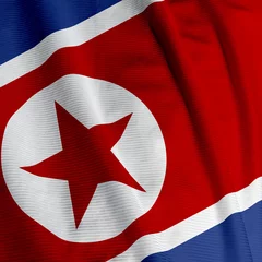  Close-up van de Noord-Koreaanse vlag, vierkante afbeelding © mtrommer