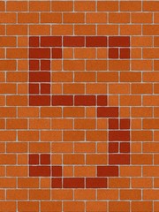 the number "5" on seamlessly brickwall tile