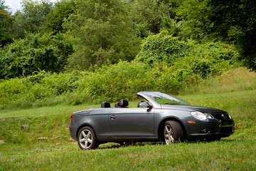 Convertible Parked in a Field