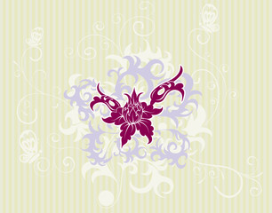 Retro flower background with butterfly, design, vector