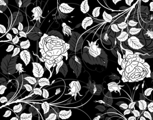 Abwaschbare Fototapete Blumen schwarz und weiß Abstraktes Blumenmuster, Element für Design, Vektorillustration