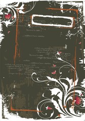 vector grunge blank with floral ornament
