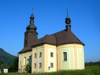 Fototapeta na wymiar Traditional Czech baroque church located in the country
