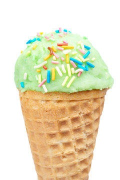 Delicious ice cream cone isolated on white background