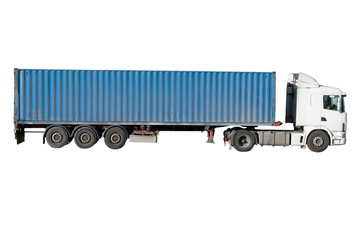 European flatbed 18-wheeler with metal container