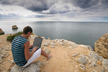 man working on the beach
