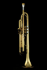 gold lacquer trumpet with mouthpiece isolated on black
