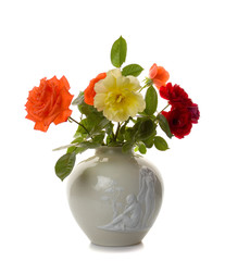 Flowers in vase isolated on white