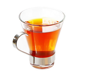Glass cup of black tea.  Clipping path included.