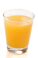 Fototapeta na wymiar Oranger juice on class, isolated
