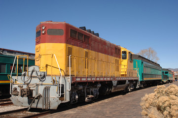 1950's style diesel train locomotive