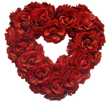 Valentine heart shape made from red roses