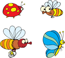 Ladybug, butterfly and bee 