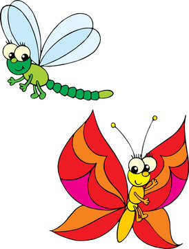 dragon-fly and butterfly 