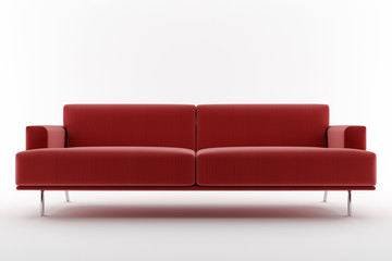 3d red sofa isolated on white background