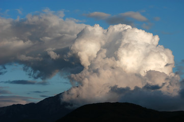 Dangerous stormy clouds above mountain Athos