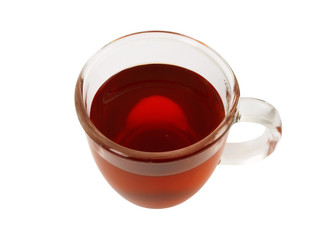 Tea in transparent glass cup