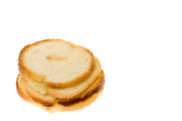 Fototapeta na wymiar Toasted bagel slices isolated on white background.