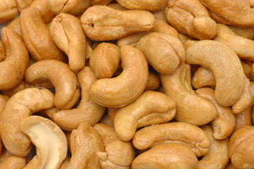 Close up of roasted cashew nuts background