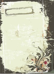grunge vector blank with floral ornament