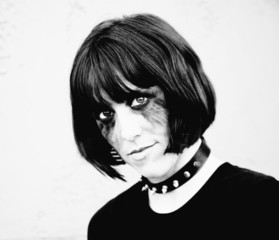 Close-Up of an Alternative Girl with a Runny Makeup