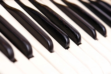 Closeup of old accordion keyboard