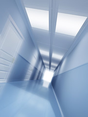 Long corridor with  effect of motion blur