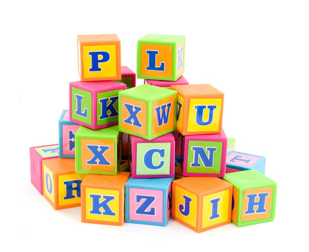 words alphabet blocks studio isolated