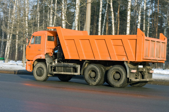  orange dump truck