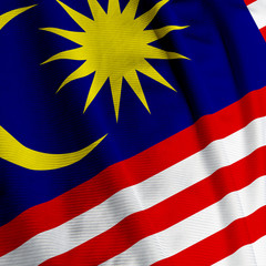 Close up of the Malaysian flag, square image