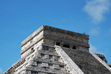 Closeeup view of the Top of an Ancient Mayan Pyramid