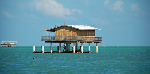 Stilt House in Stiltsville Florida off Miami Coastline