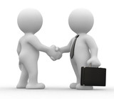 two 3d humans give their hand for handshake