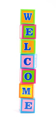 words alphabet blocks studio isolated