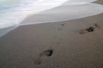footprints on beach