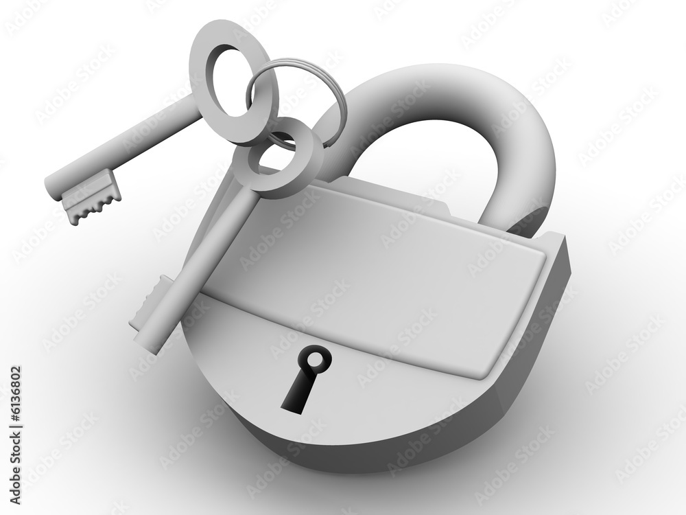 Poster padlock with keys